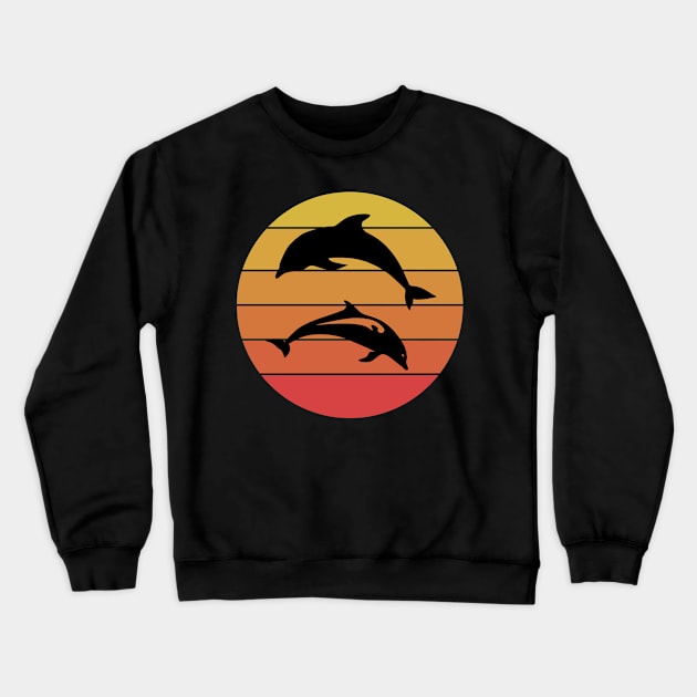 Love Orcas Retro Heart Love Killer Whales Crewneck Sweatshirt by Blue Diamond Store